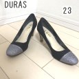 画像1: DURAS デュラス バイカラー 2色切替 スウェード パンプス 23  ブラック (1)