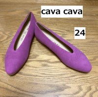 画像1: cava cava Vカット フラットパンプス スウェード 24 ピンク