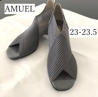 画像1: AMUEL メッシュスラット デザインパンプス 23.5 グレー