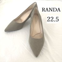 画像1: RANDA ポインッテッドトゥ スエード パンプス 22.5 モスグリーン