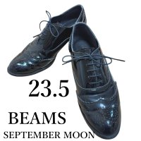 画像1: BEAMS × SEPTEMBER MOON（セプテンバームーン） レディース　オックスフォードシューズ　ブラック 黒 エナメル 23.5