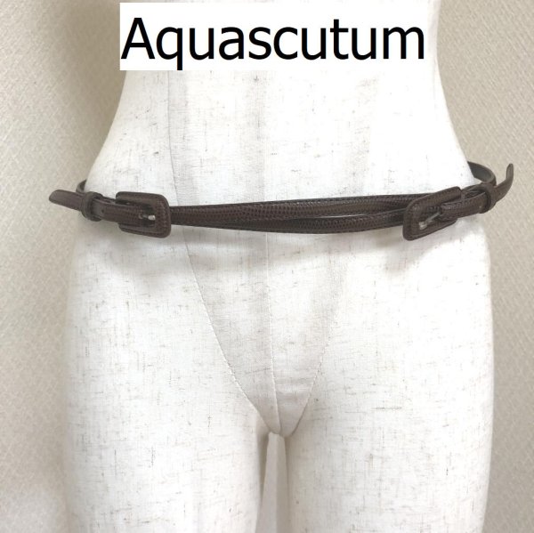 画像1: Aquascutum【アクアスキュータム】細ベルト 型押しレザー (1)