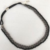 画像2: オニキス シルバー編み込みビーズ かぶる ネックレス 黒 60代 70代