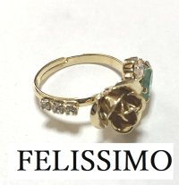 画像1: フェリシモ ヴィンテージパーツの華やかリングの会 指輪 バラ 薔薇 ゴールドローズ ブルー クリア ピンク