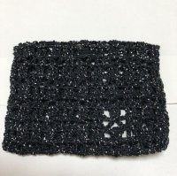 画像3: ハンドメイド かぎ針編み ティッシュケース 黒 ラメ シルバー薔薇