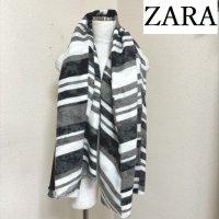 画像1: ZARA（ザラ）  チェック ストール ふわふわニット 黒 白