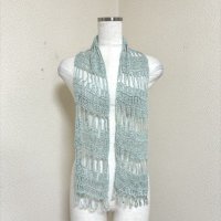 画像2: 春色　手編み　ハンドメイド　レディースマフラー　襟巻　パステルブルー　