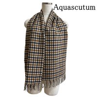 画像1: Aquascutum（アクアスキュータム）　カシミヤ100　ニットマフラー　チェック