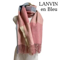 画像1: LANVIN en Bleu　ランバンオンブルー　大判ニットストール　パステルチェック