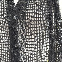 画像3: ローゲージ　ニットショール　黒　スパンコール付き　ハンドメイド　手編み