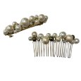 画像1: アンティーク　ヘアアクセサリーセット　バレッタ　ヘアコーム　コットンパール　ベージュ　軽い (1)