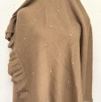 画像5: ENRICO COVERI　ラインストーン　フリル付き　ニットショール　大判ストール　ベージュ (5)