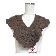 画像1: ハンドメイド　かぎ針編み　ニットケープ　ニットマフラー　ダークブラウン (1)