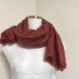 画像4: ハンドメイド　かぎ針編み　ニットストール　着物ショール　大判ニットマフラー　テラコッタ　レッド系　モヘア (4)