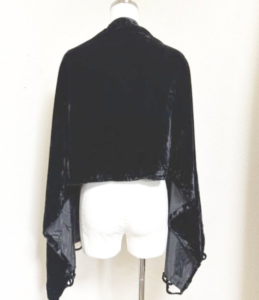 画像2: ベルベット　大判ショール　パーティショール　ドレスショール　ブラック　黒　 (2)