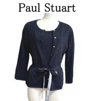 画像1: Paul Stuart(ポールスチュアート)　レディース　ツインニット　アンサンブルニット　ネイビー　紺　ウエストリボン　Ｍ　春　秋