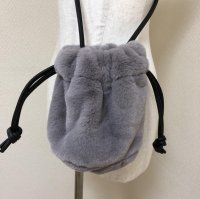 画像2: ボア×レザー クロスショルダー 巾着 ポシェット スマホ 冬のバッグ