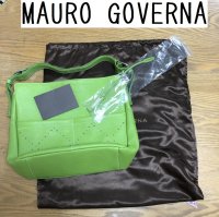 画像1: MAURO GOVERNA 【マウロ・ゴヴェルナ】シュリンク カーフ  ハンドバッグ グリーン