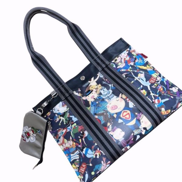 画像1: アルベロベロ　トートバッグ　A4　グレー　ポーチ付き　ウィンタースポーツバージョン　 (1)