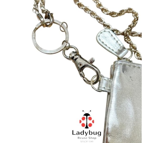 画像2: ゴールド色ファスナーポーチ　チェーンショルダー　キーリング付き (2)