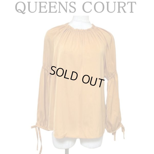 画像1: クイーンズコート QUEENS COURT レディース さらさらブラウス 長袖 接触冷感 花粉対策オレンジ 無地 (1)