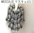 画像1: MASCULO(マスキュロ) レディース チェックシャツ オーバーシャツ リネンシャツ  前くくり ベージュ 黒 (1)