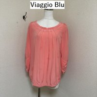 画像1: Viaggio Blu（ビアッジョブルー）シルクタッチ プルオーバーブラウス ピンク