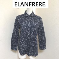画像1: ELANFRERE. 〈エランフレール〉楽器プリント レギュラーカラーシャツ ネイビー