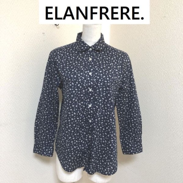 画像1: ELANFRERE. 〈エランフレール〉楽器プリント レギュラーカラーシャツ ネイビー (1)