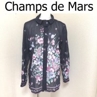 画像1: Champs de Mars（シャン・ド・マルス）レディース　フラワープリント 長袖シャツ　ネイビー　紺