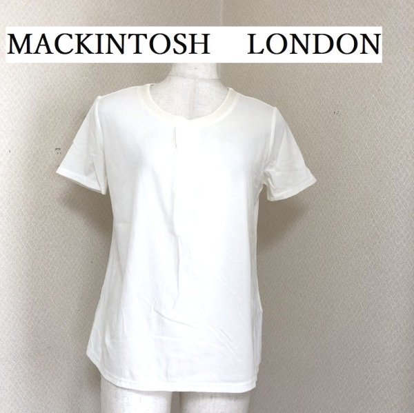 画像1: マッキントッシュロンドン 高級 Tシャツ 半袖 スパンコール付き ホワイト 38号 9号 M 40代 50代 (1)