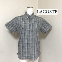 画像1: LACOSTE ラコステ レディース シャツ チェック 半袖 ボタンダウン 40号 L 大きいサイズ