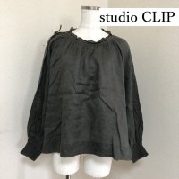 画像1: studio CLIP  モックネック リネン プルオーバーシャツ カーキ