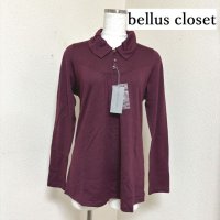 画像1: bellus closet (ベルスクローゼット) レギュラーカラー ウール100 ニットシャツ 長袖 えんじ 38号