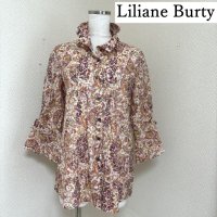 画像1: Liliane Burty(リリアンビューティ)　フラワープリント　ブラウス　7分袖　オレンジ系　S