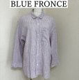 画像1: BLUE FRONCE（ブルーフォンセ）リネンシャツ　ストライプシャツ　長袖　パールボタン パープル (1)