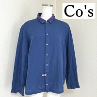 画像1: Co's コズ　レディース　カジュアルシャツ　長袖　ネイビー　刺繍入り