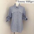 画像1: Tommy Hilfigerトミー ヒルフィガー　レディース　ストライプシャツ　ロールアップシャツ　長袖　レギュラーカラー (1)
