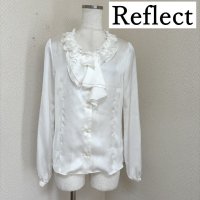 画像1: Reflect（リフレクト） フォーマル サテンブラウス ラッフルフリル 長袖 ホワイト 9号