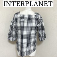 画像1: INTERPLANET　インタープラネット　スクエアネック　バルーン袖　プルオーバーシャツ　チェック