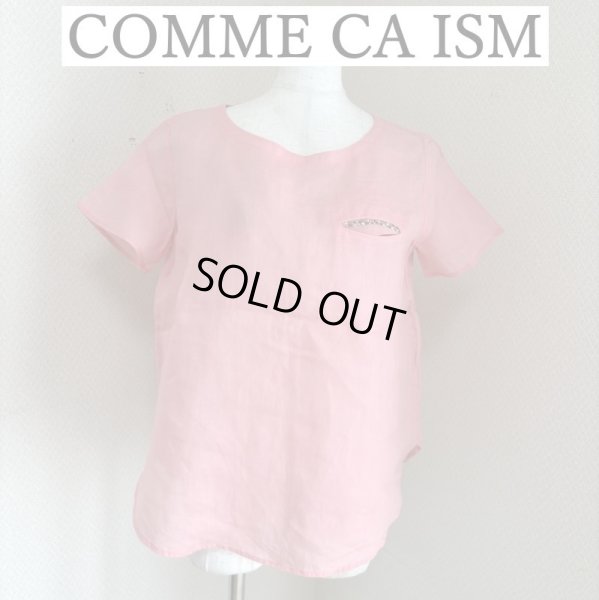 画像1: COMME CA ISM （コムサイズム） レディース プルオーバーブラウス リネン 半袖 ピンク (1)