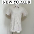 画像1: NEW YORKER レディース 半袖シャツ ストライプシャツ ベージュ 9号 (1)