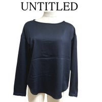 画像1: UNTITLED　アンタイトル　レディース　プルオーバーブラウス　さらさら　長袖　ネイビー　オフィス　M