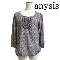 画像1: anysis　エニシス　プルオーバーブラウス　長袖　パープル　花柄　M