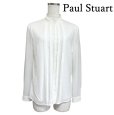 画像1: Paul Stuart(ポールスチュアート)　ブラウス　長袖　スタンドカラー　白　ホワイト　無地　6 (1)