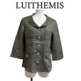 画像1: LUITHEMIS(ルイテミス)　レディース　リネンジャケット　サマージャケット　7分袖　カーキ　無地　40号 (1)