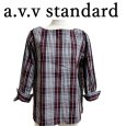 画像1: a.v.v standard　レディース　シャツ　チェック　プルオーバーブラウス　7分袖　えんじ　S (1)
