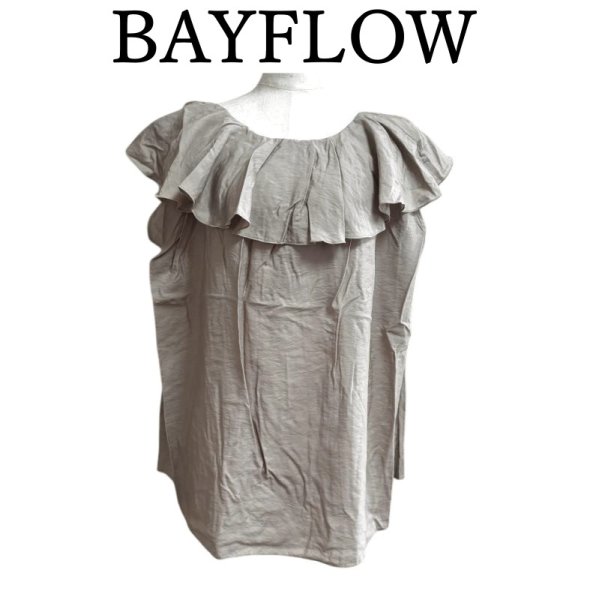 画像1: BAYFLOW　レディースブラウス　前後2WAY　デザインブラウス　ベージュ　大きな襟 (1)