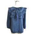 画像2: FRAGILE　フラジール　レディース　プルオーバーブラウス　テンセル　長袖　フリル付き　青　36号 (2)