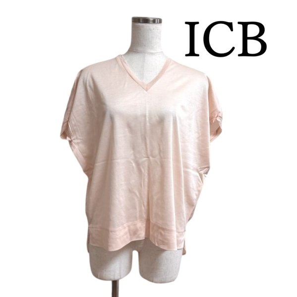 画像1: ICB　レディース　プルオーバブラウス　カットソー　Vネック　ピンク　無地　S (1)
